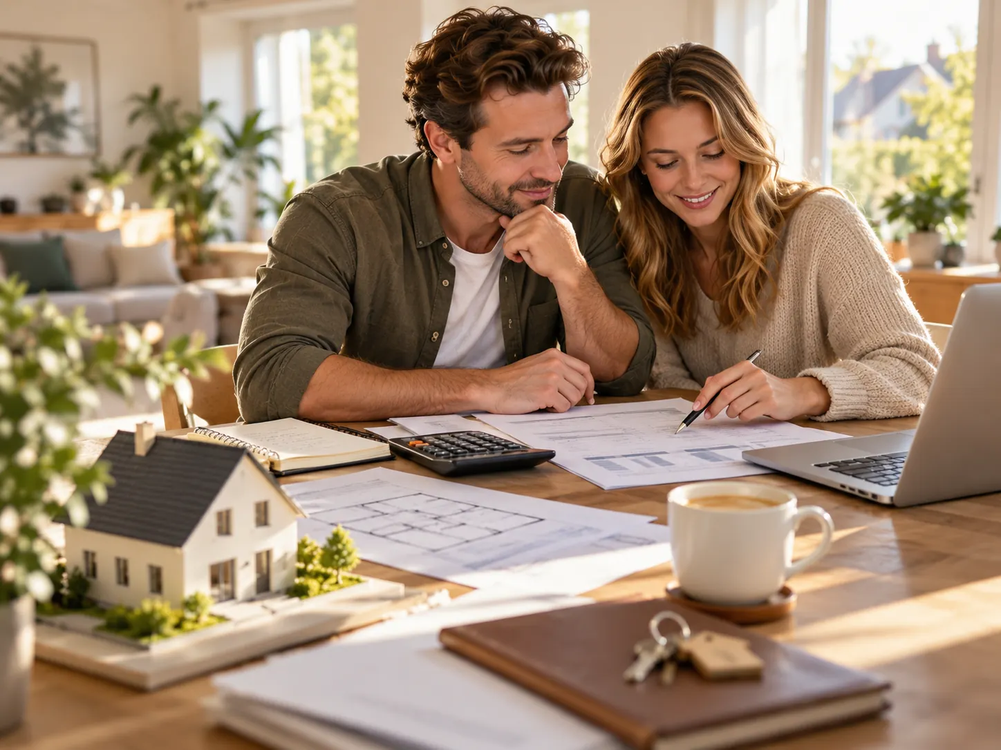Paar bei der Planung von Immobilienkosten und finanziellen Rücklagen